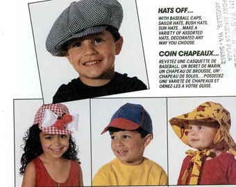McCalls 6210 Childrens Hat Sun Sailor Beret Newsboy Floppy Bucket Baseball Uncut Vintage Sewing Pattern 1992