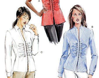 Vogue 7751 Shirt Blouse Top Button Loop Closure Size 18 20 22 Uncut Vintage Sewing Pattern 2003