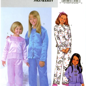 Butterick 4014 Childs Girls Easy Pajamas Top Pants Asian Style Button Front Size 4 5 6 Uncut Vintage Sewing Pattern 2003