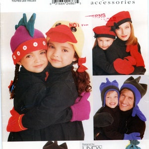 Vogue 9600 Family Childrens Mens Misses Fleece Hats Mittens Duck Dragon All Sizes Uncut Vintage Sewing Pattern 1996