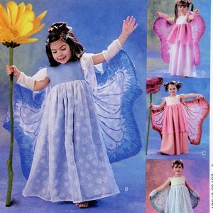 McCall&#39;s 3758 Mädchen Kostüm Fee Schmetterling Flügel Kleid Größe 3 4 5 6 7 8 ungeschnittenes Vintage Schnittmuster 2002