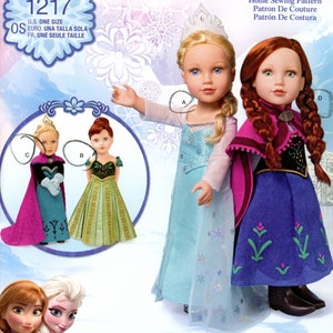 Simplicity 1217 Disney Frozen Princess Doll Clothes Dress Cape Skirt Top for 18 Inch Doll Uncut Sewing Pattern 2014