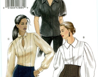 Vogue V8421 Blouse Shirt Top Button Front Sleeve Variations Size 14 16 18 20 22 Uncut Sewing Pattern 2007