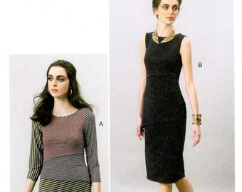 Vogue V8904 Knit Pullover Dress Color Block Designer Marcy Tilton Size 14 16 18 20 22 Uncut Sewing Pattern 2013