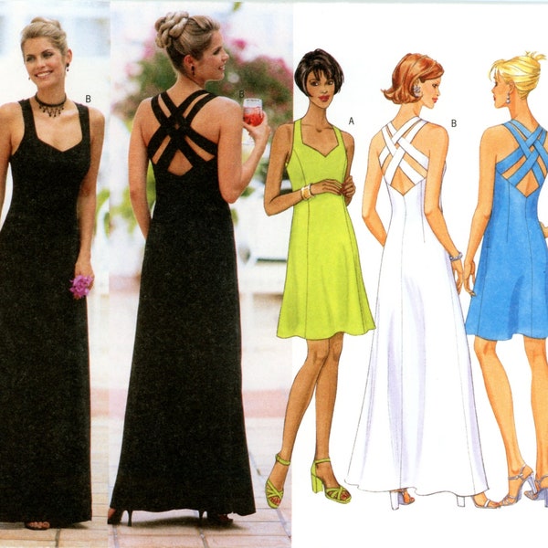 Butterick 5542 Easy Dress Back Straps Evening Bridal Prom Size 6 8 10 Uncut Vintage Sewing Pattern 2001