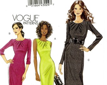 Vogue V8593 8593 Misses Dress Fitted Tapered Size 6 8 10 12 Uncut Sewing Pattern 2009