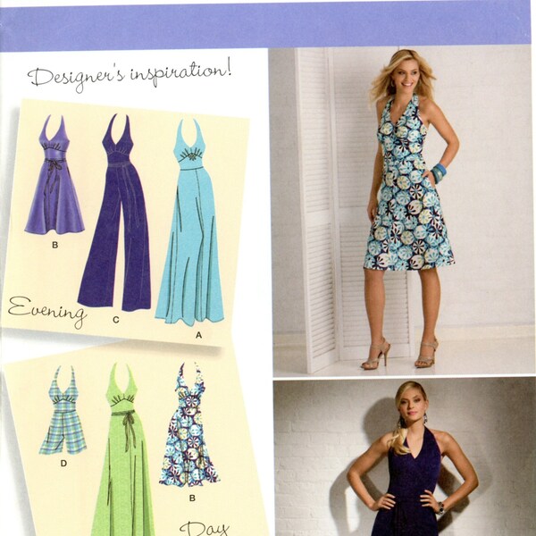 Simplicity 2401 Halter Dress Jumpsuit Two Lengths Tie Neckline Size 14 16 18 20 22 Uncut Sewing Pattern 2010