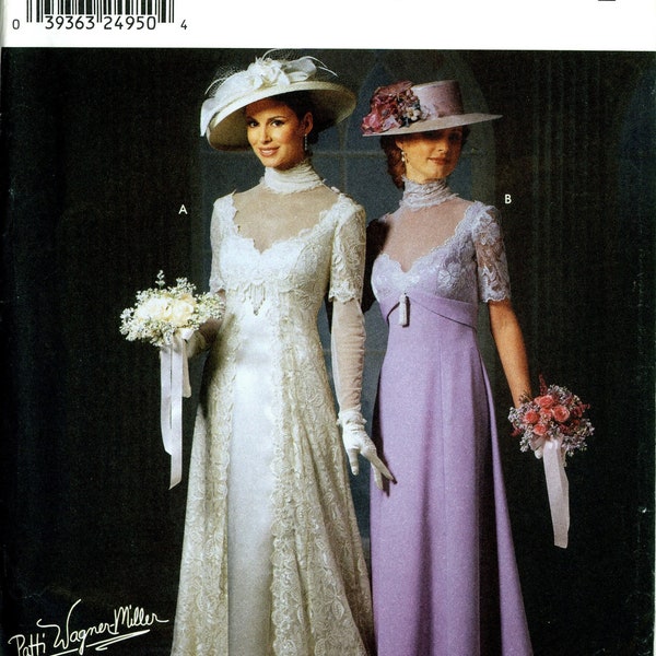 Simplicity 9716 Wedding Gown Dress Evening Edwardian Titanic and Hat by Patti Wagner Miller Size 6 8 10 12 Uncut Sewing Pattern