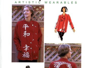 Purrfection Artistic Wearables 1027 Kanji Coat Jacket Asian Style with Appliques Size XS-5XL Uncut Sewing Pattern