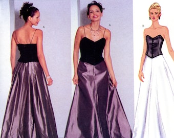 Butterick 6391 Falda superior Bustier de boda de noche de Rimini Tamaño 12 14 16 Patrón de costura vintage sin cortar 1999