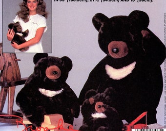 McCall's 8865 Brooke Shields Moon Bears Stuffed Animal Toy Fake Fun 3 Sizes Uncut Vintage Sewing Craft Pattern 1983