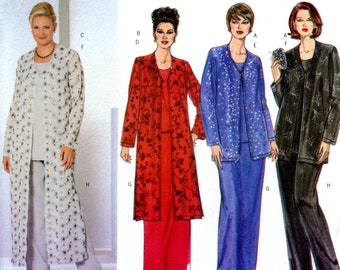 Butterick 6414 Easy Cardigan Jacket Duster Coat Top Tunic Shirt Pants Wardrobe Size 22W 24W 26W Uncut Vintage Sewing Pattern 1999