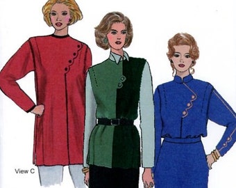 Encore Designs 102 Tunic Blouse Top Jacket Asymmetrical Closure Size 6 8 10 12 14 16 18 20 22 24 Uncut Vintage Sewing Pattern