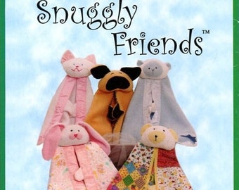 Sew Baby! Snuggly Friends Easy Security Blanket Animal Rabbit Cat Dog Lamb Bear Stuffed Fabric Toy Uncut Sewing Pattern