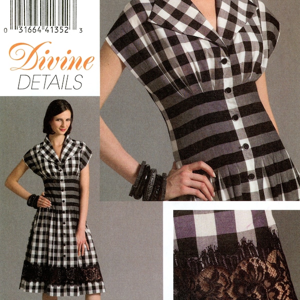 Vogue V8353 8353 Divine Details Easy Dress Flared Bodice Tucks Size 6 8 10 Uncut Sewing Pattern 2007