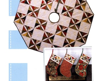 Poor House Quilt Designs Tea Leaf Christmas Tree Skirt Stocking Quilting Sewing Pattern 2012