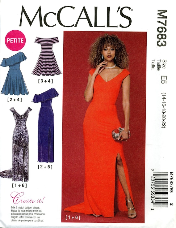 McCall's M7683 7683 Knit Dress Evening Formal Bridal Prom Size 14 16 18 20  22 Uncut Sewing Pattern 2017