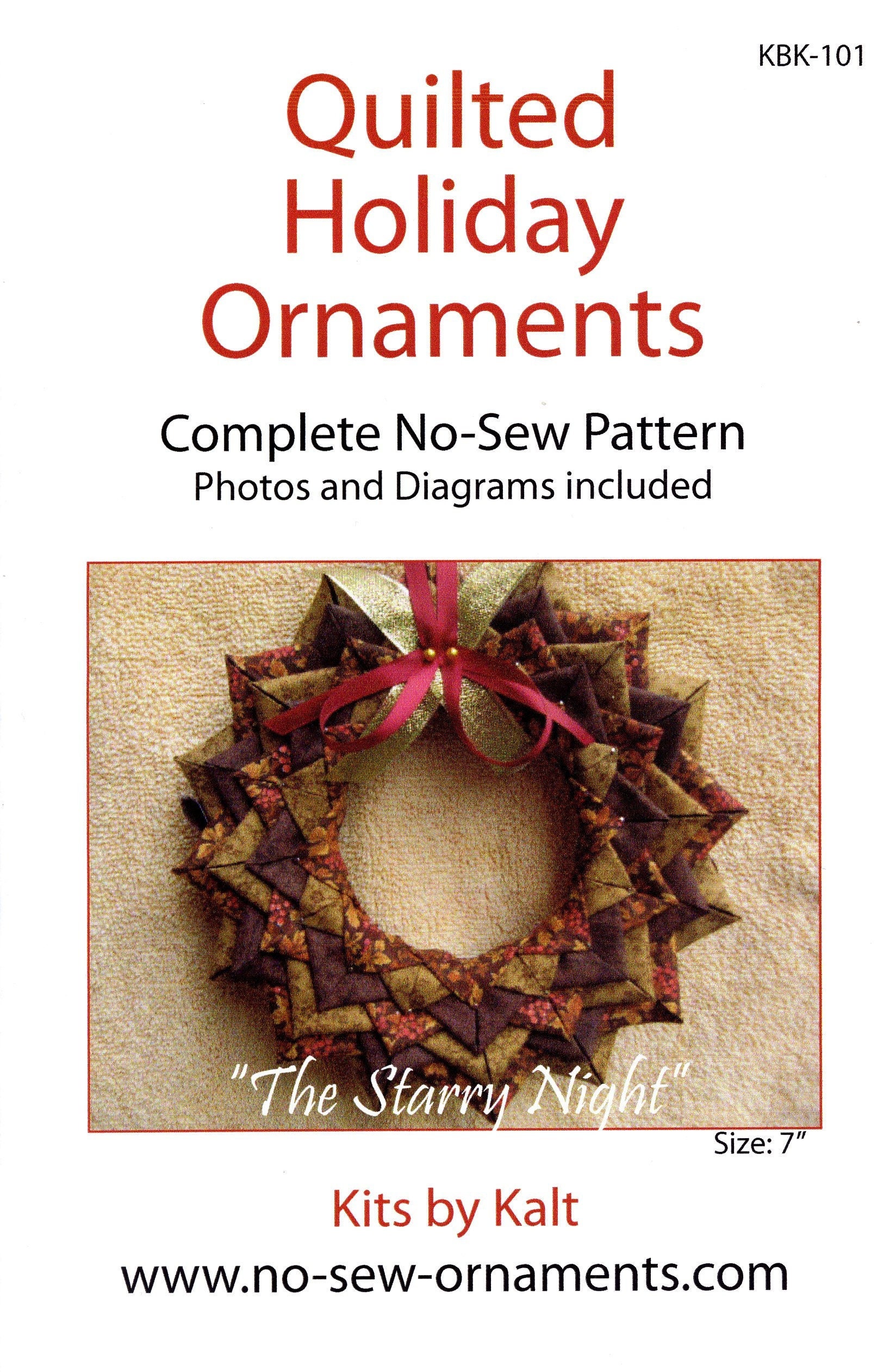 The Starry Night Quilted Holiday Ornament Wreath 7 Inches No Sew Pattern by Kits by Kalt