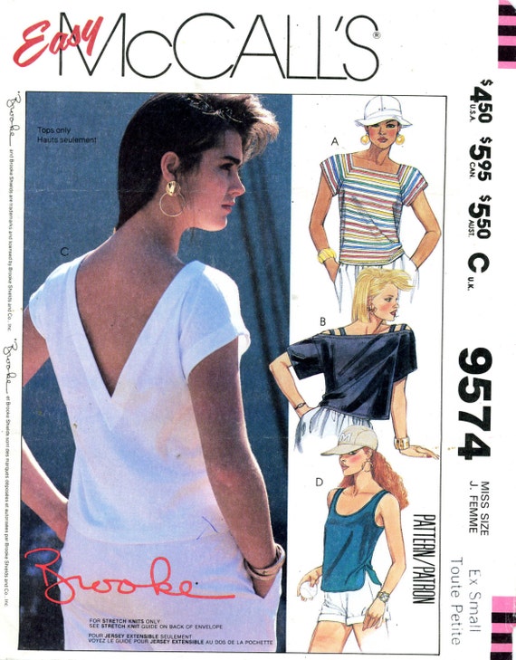 McCall's 9574 Easy Knit Tops Brooke Shields Size X Small 6 | Etsy