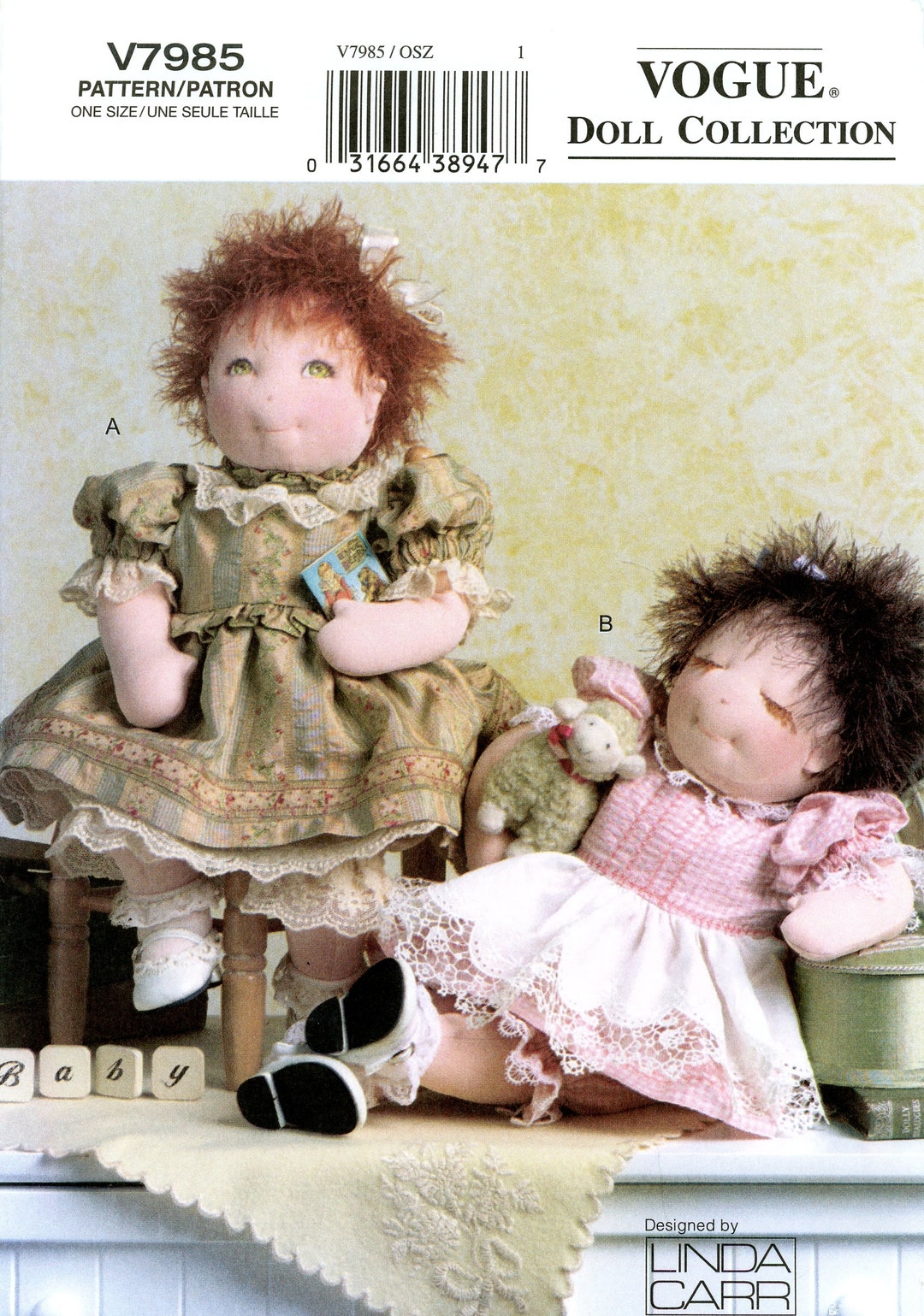 Vogue V7985 Doll Collection Soft Sculpture Fabric 15 Inch With Clothes