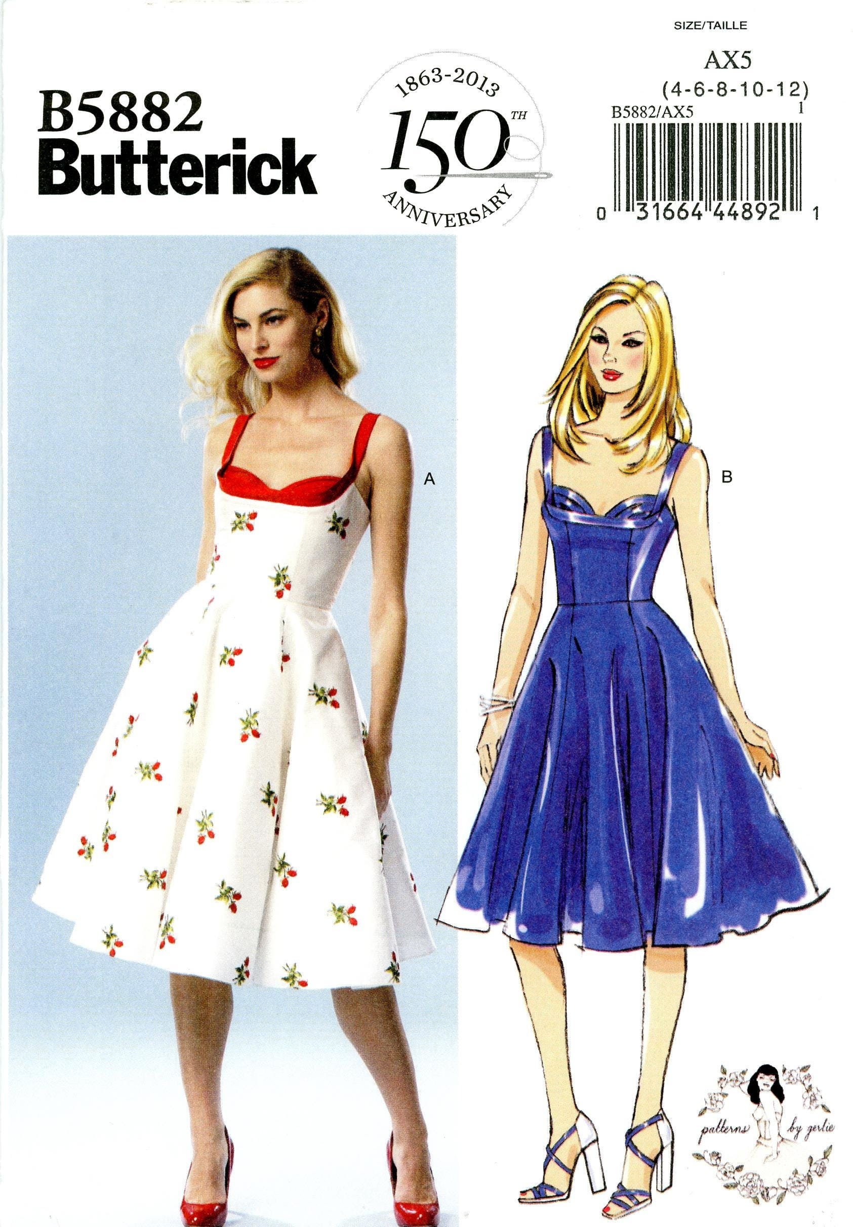 Butterick B5882 5882 Lined Dress Shoulder Straps 150th Anniversary Patterns by Gertie Size 4 6 8 10 12 Uncut Sewing Pattern 2013