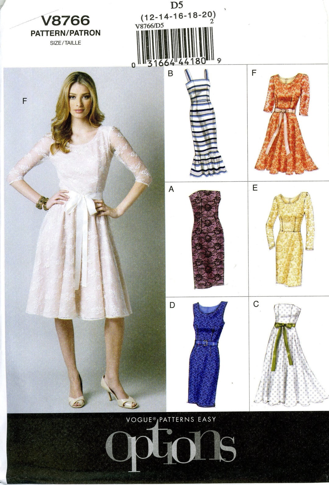 Vogue V8766 8766 Easy Dress With Bodice Variations Close - Etsy
