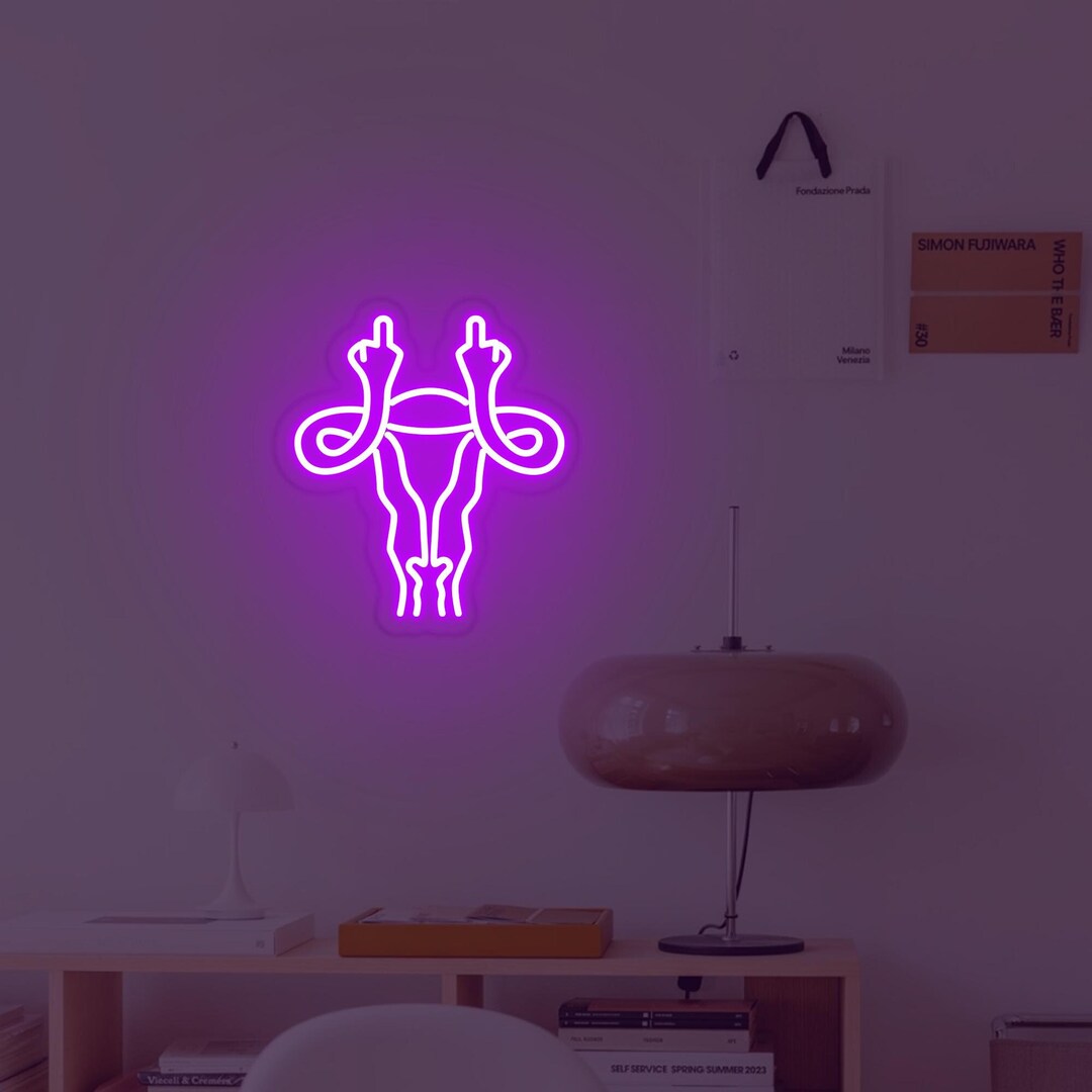 Middle Finger Uterus Neon Sign, Feminist Home Decor, Girl Power Decor ...
