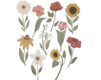 Stemmed Florals Cookie Cutter STL Set 1 (instant download)