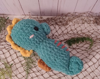 Turquoise seahorse, handmade, stuffed plushie, sea fish