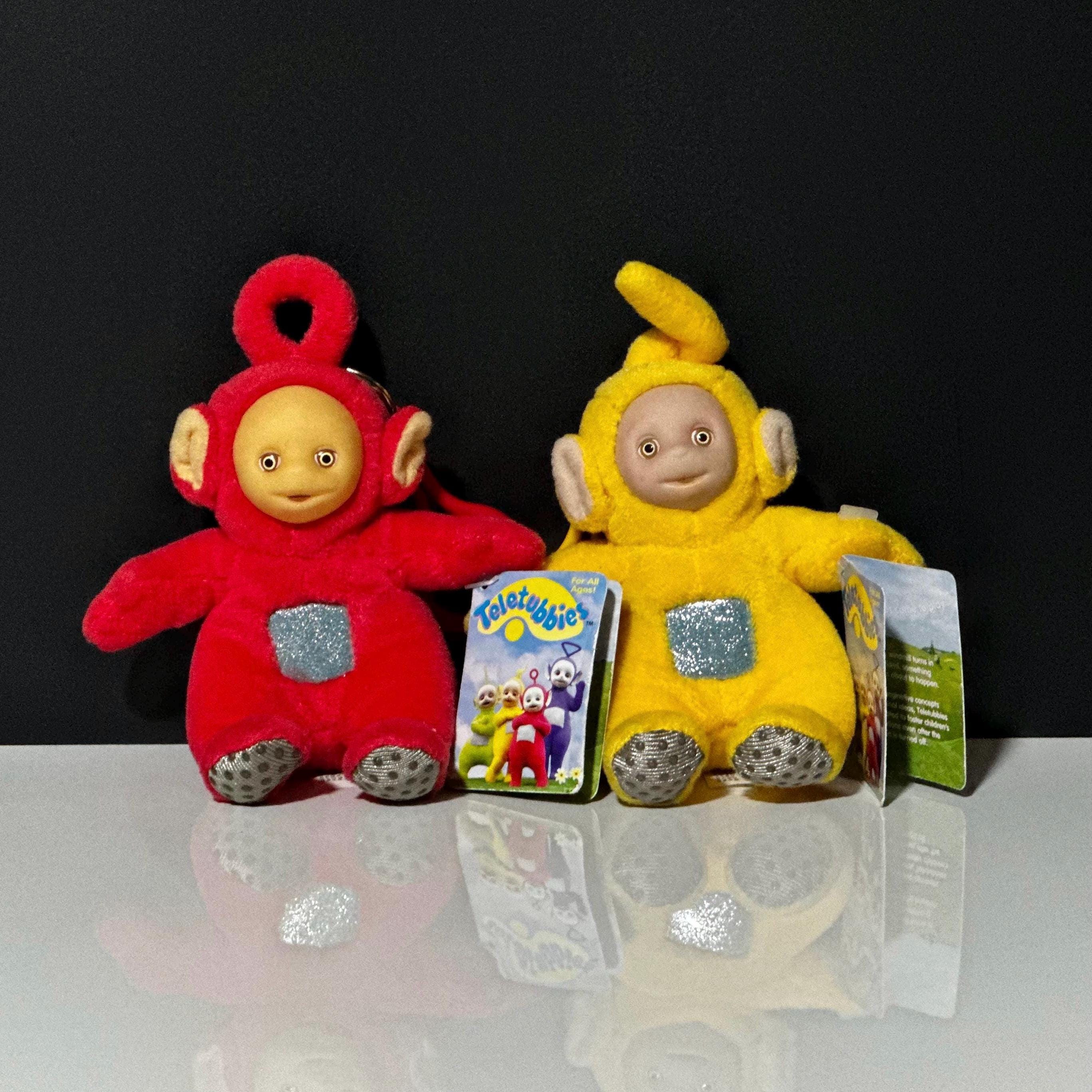 Vintage Teletubbies Po and Laa-Laa Plush Keychains with Original Tags - Teletubby