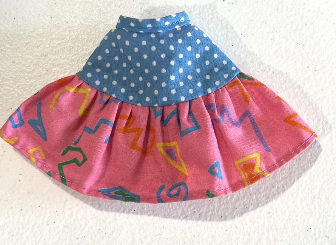 Vintage 1980’s Barbie California Dreaming Skirt blue polka dots pink rare LOL OMG Clone Bratz