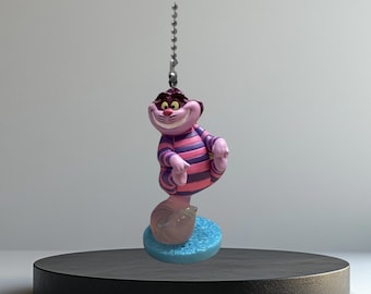 Alice In Wonderland Cheshire Cat 3” PVC Fan Lamp Light Pull Figure Figurine Cute Custom