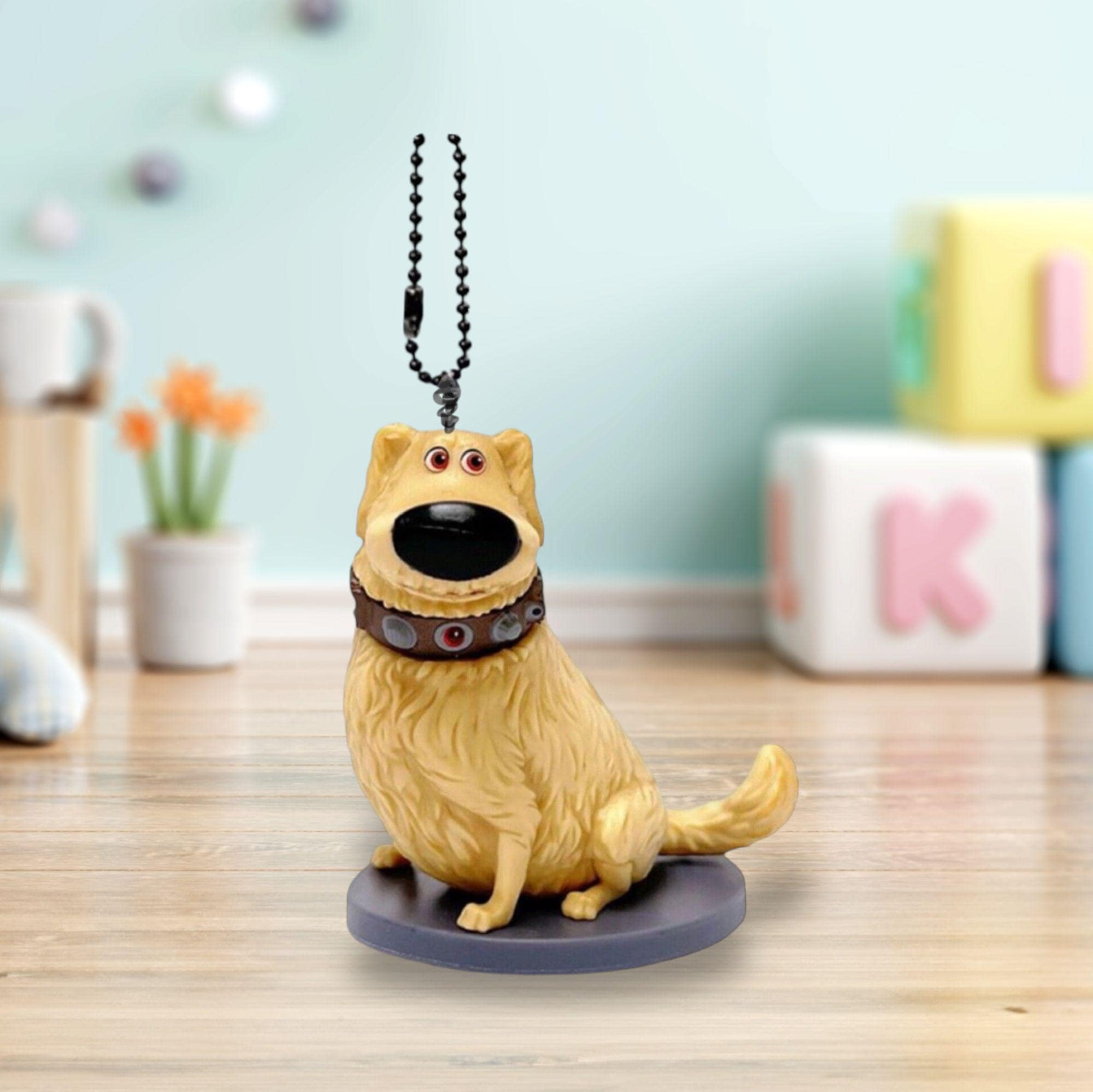 Dug Yellow Dog 4” PVC Keychain Dangler Figure Figurine Up Movie Ornament Charm Custom