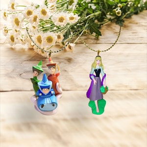 Doornroosje PAARS Aurora en feeën Flora Fauna Merryweather-ornamenten PVC op maat