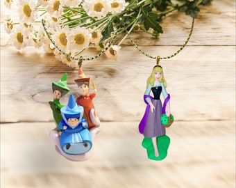 Sleeping Beauty PURPLE Aurora & Fairies Flora Fauna Merryweather Ornaments PVC Custom