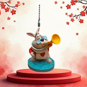 Alice In Wonderland White Rabbit 3” Fan Lamp Light Pull Chain Figure Figurine Custom