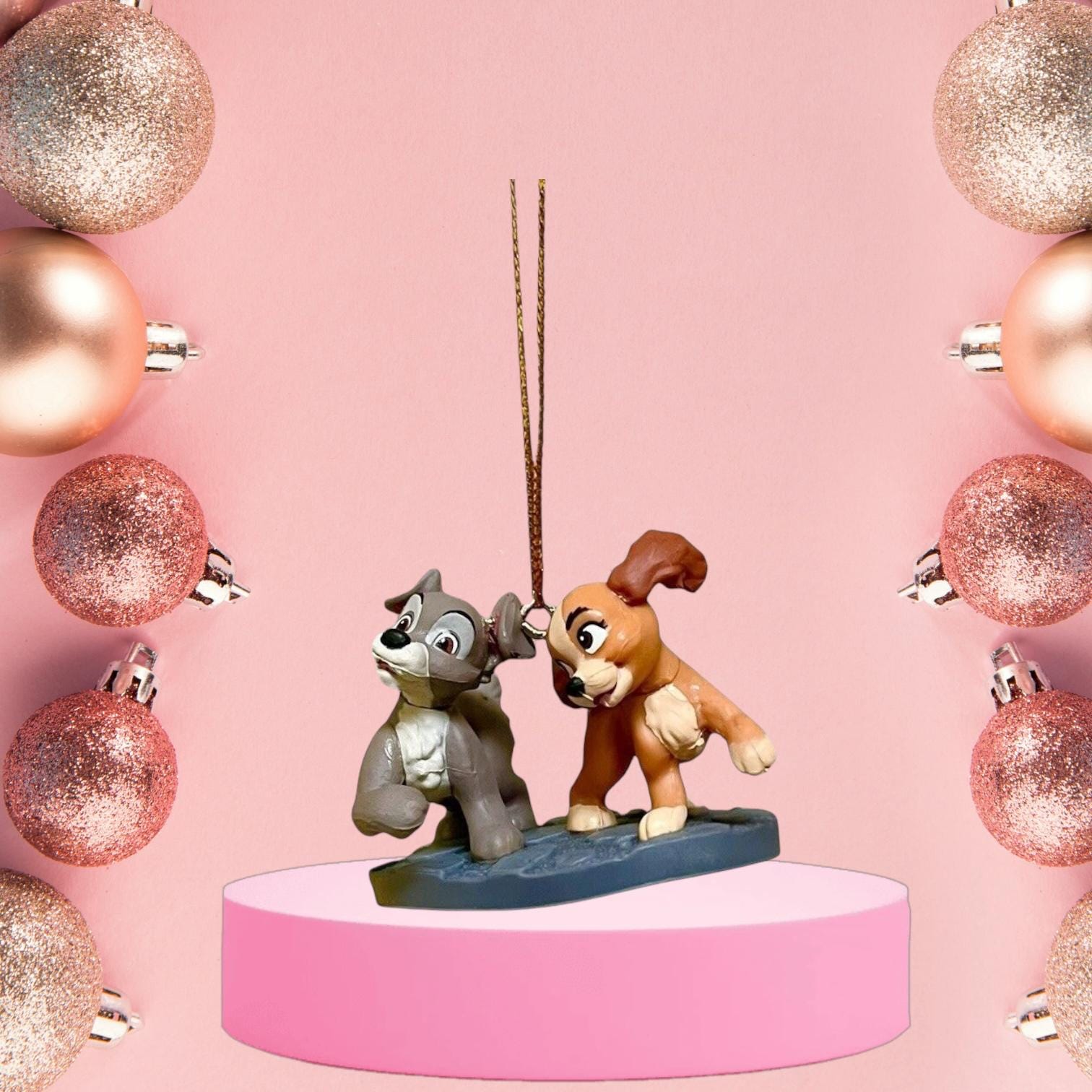 わんわん物語クリスマスオーナメントディズニーパリガラスボールフィギュア