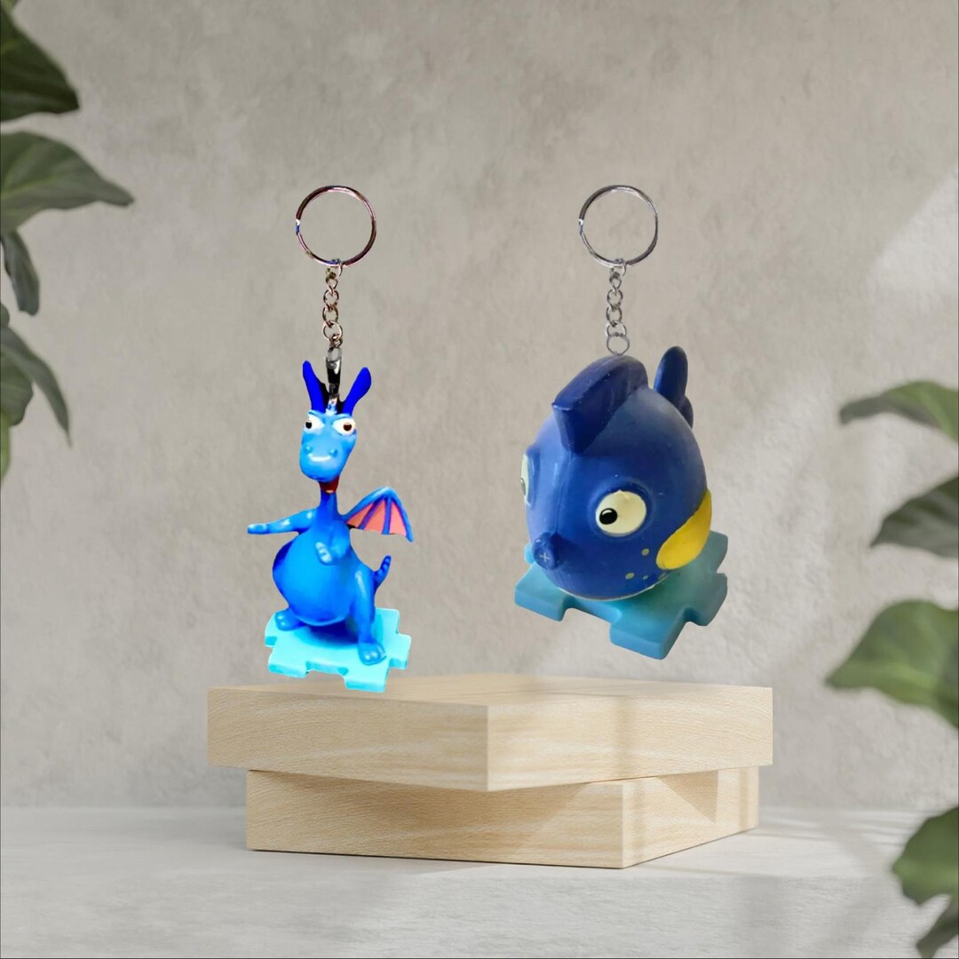 Key Stuffy Stuffy Dragon & Squeakers Fish PVC Key Ring Keychain Figure Ornament ...