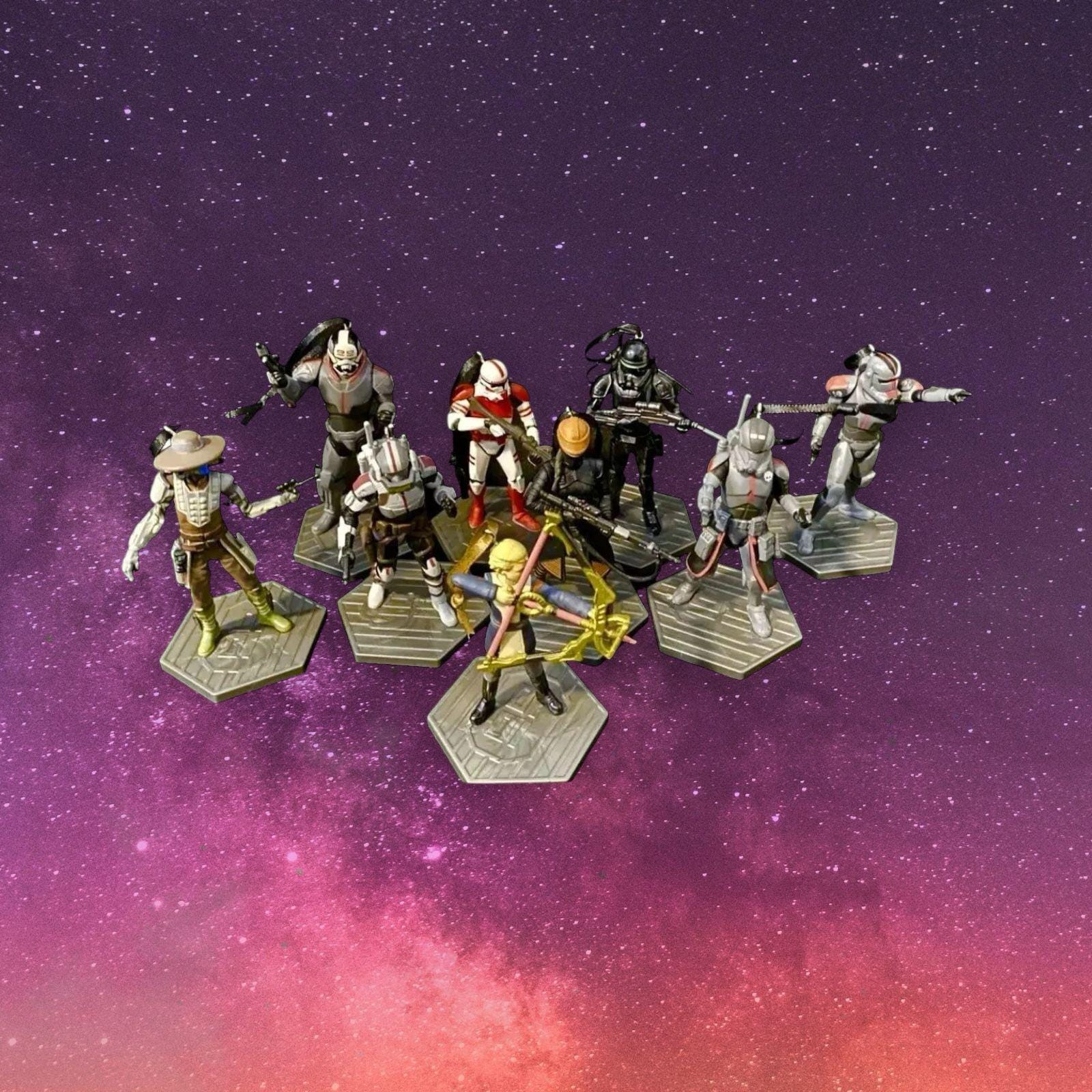 Star Wars Bad Batch Ornament Set 9pc Omega Wrecker Hunter Tech Cad Bane Pvc 3” Custom
