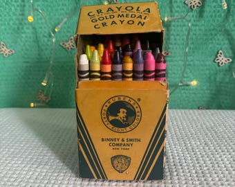 Vintage Crayola Gold Medal Crayon Box No. 48 – Binney & Smith Co. – 46 Crayons – Includes Rare “Dandelion” Crayon