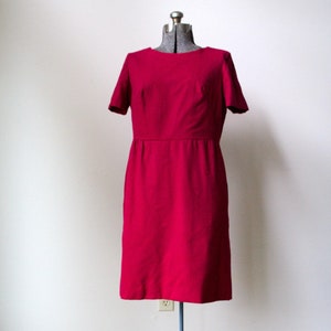 1960s raspberry red handmade crepe sheath dress XL