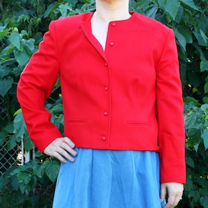 1960s bright red Pendleton wool cropped jacket M/L