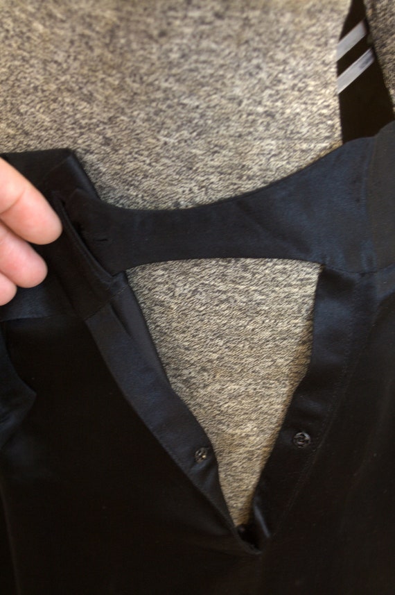 1930s or 1940s black silk satin high waist loungi… - image 6