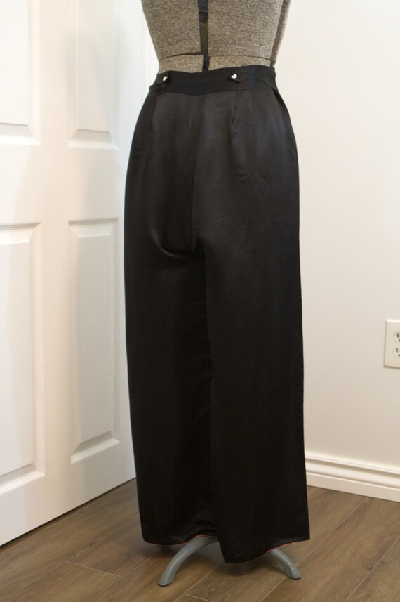 1930s or 1940s black silk satin high waist loungi… - image 4