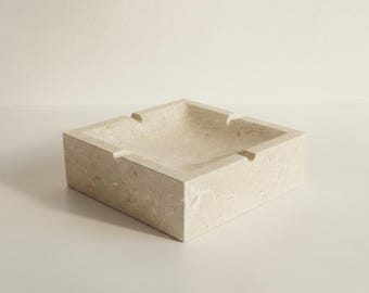 Cendrier à cigares en marbre naturel avec pierre artisanale - Cadeau de luxe pour homme | Décoration intérieure