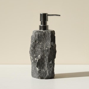 Natural Raw Marble Hand Soap Dispenser Set | Handmade Stone Bathroom Decor