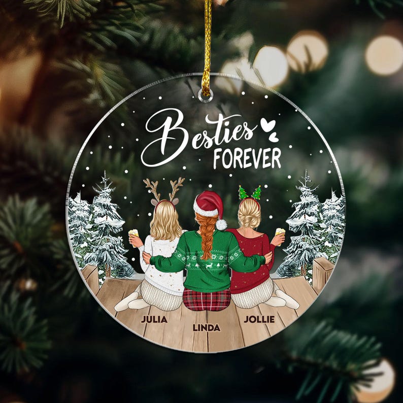 Custom Best Friend Ornament, Besties Ornament, Gifts for Group
