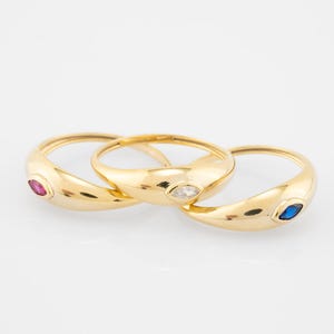 14K Solid Gold Lünette Marquise Pinky Siegelring Frauen Tiny Dome Band stapelbare Ringe Minimalist 18K Schmuck Geschenk, Pinky jeden Tag Ring