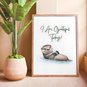 Aquarel zeeotter positieve bevestiging en dagelijkse dankbaarheid | Mindfullness | Dankbaarheid muurkunst