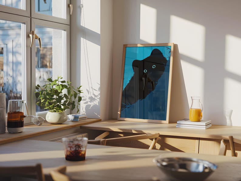 Caterease Beo Prints Peeking Black Cat Poster, Cute Cat Print, Home Decor, Cat Lover Gift ...